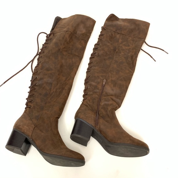 cognac color knee high boots